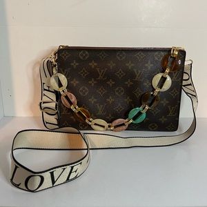 Authentic Louis Vuitton Monogram Enghien Shoulder Clutch Bag (Customized)